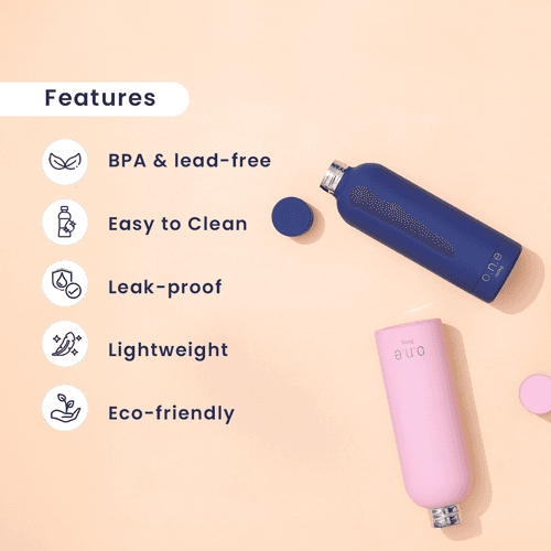 Insulated Stainless Steel Bottles | Set of 2 | 500 ml | Blue & Light Pink