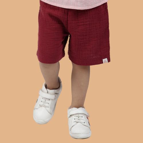 Cotton Kurta Shirt with Resort Short | Pink & Burgundy