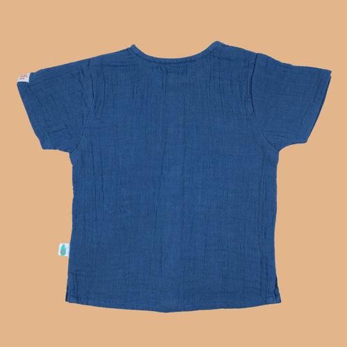 Cotton Kurta Shirt with Short for Kids | Greek Blue