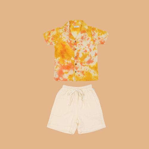 Cotton Collar Shirt with Short for Kids | Multicolour