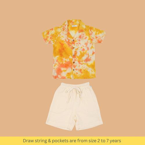 Cotton Collar Shirt with Short for Kids | Multicolour