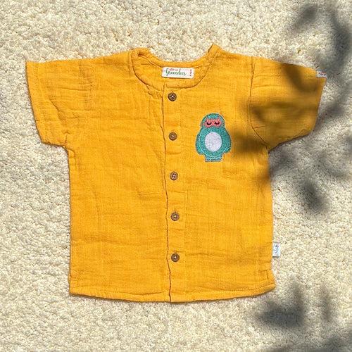 Cotton Kurta Shirt with Pant for Kids | Yellow & Orange