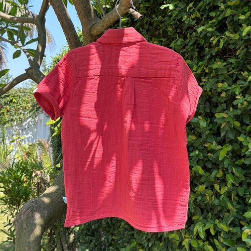 Cotton Collar Shirt with Shorts | Nobel Red | Set of 3