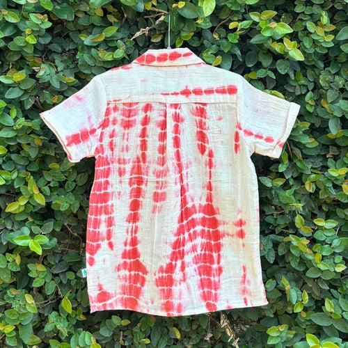 Cotton Collar Shirt with Shorts | Nobel Red | Set of 3