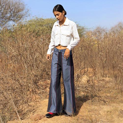 Upcycled Denim Wide Leg Pants | Blue | Flared