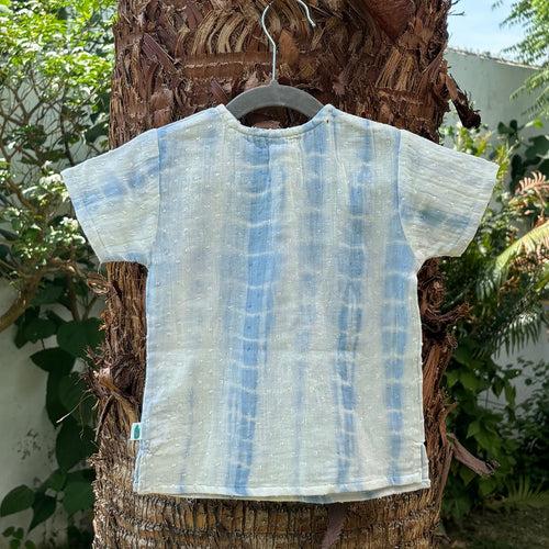 Cotton Kurta Shirt for Kids | Blue & White