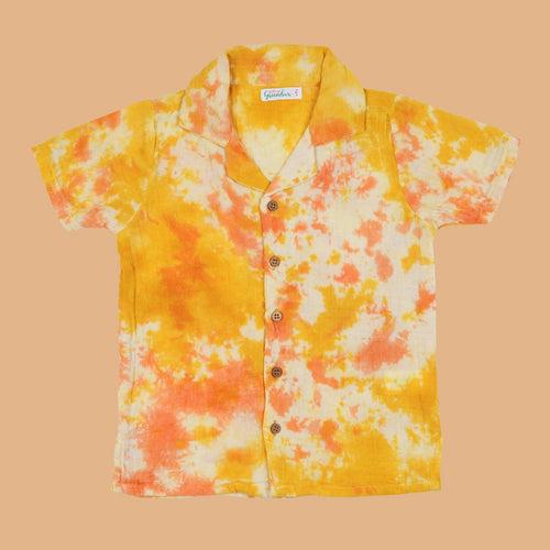 Cotton Collar Shirt for Kids | Yellow & Orange