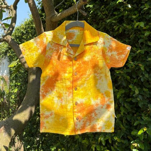 Cotton Collar Shirt for Kids | Yellow & Orange