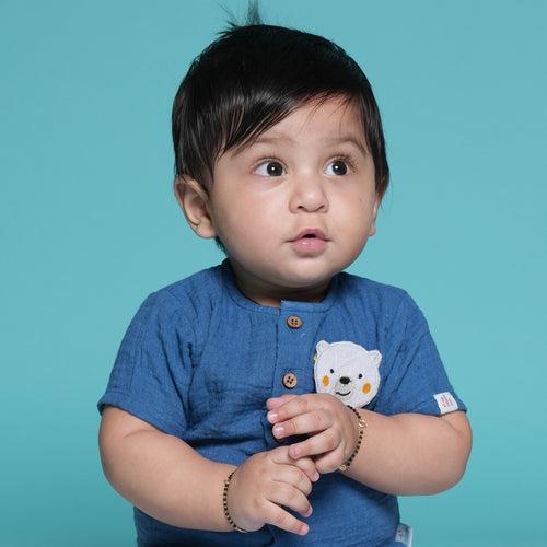 Cotton Shirt for Kids | Greek Blue