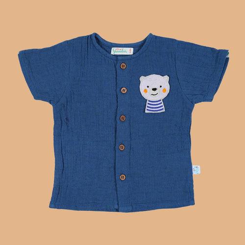 Cotton Shirt for Kids | Greek Blue