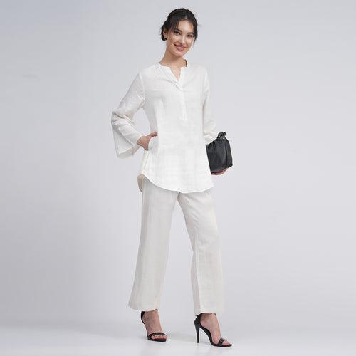 Linen Top for Women | Cream | Full Sleeves