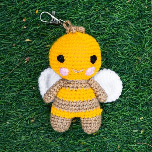 Crochet Charm Keychain | Honeybee | Yellow