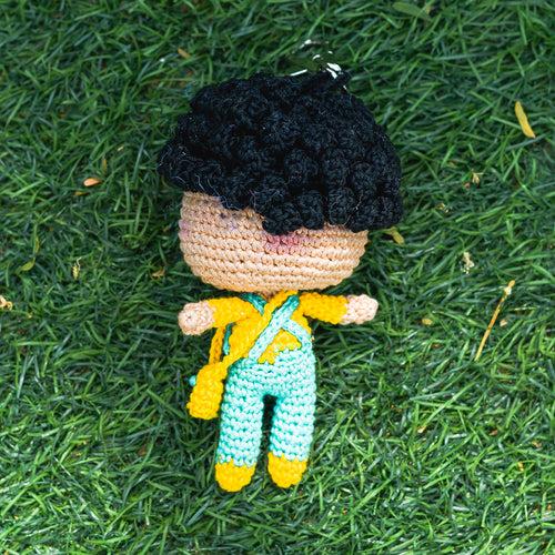 Crochet Charm Keychain | Jumpsuit Girl | Yellow & Green