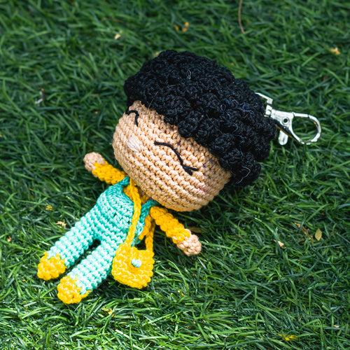 Crochet Charm Keychain | Jumpsuit Girl | Yellow & Green