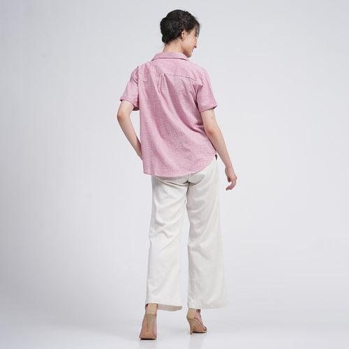 Organic Cotton Shirt & Pant Set for Women | Pink & Cream