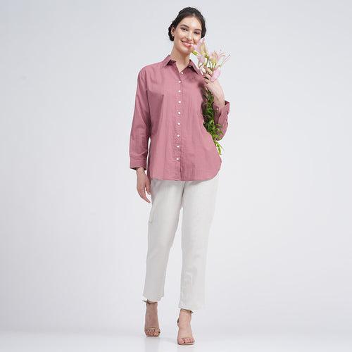 Organic Cotton Co Ord Set for Women |  Ash pink & Cream