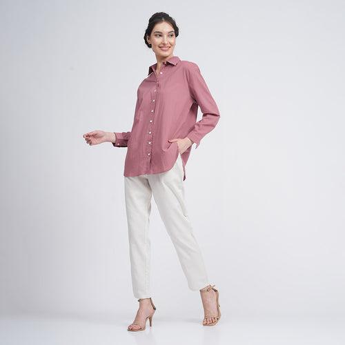 Organic Cotton Co Ord Set for Women |  Ash pink & Cream