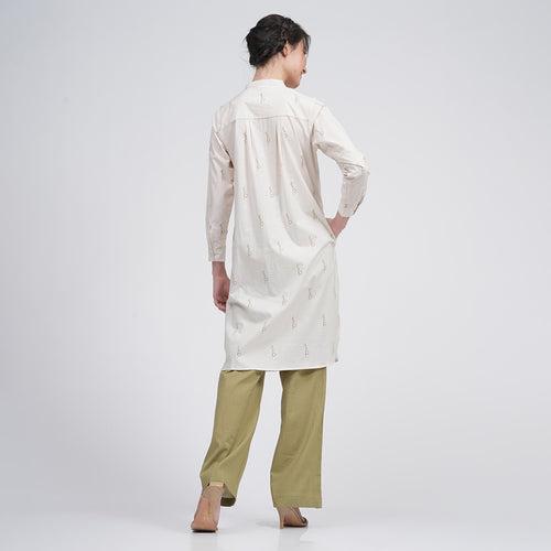 Organic Cotton Tunic for Women | Block Printed | Cream