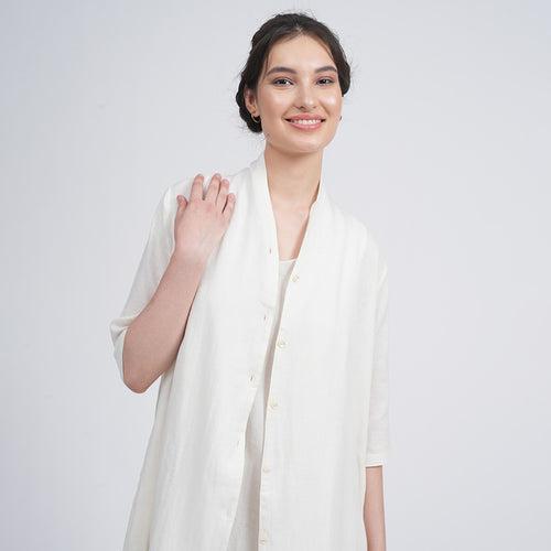 Cotton Tencel Long Shirt & Slip Dress | Cream