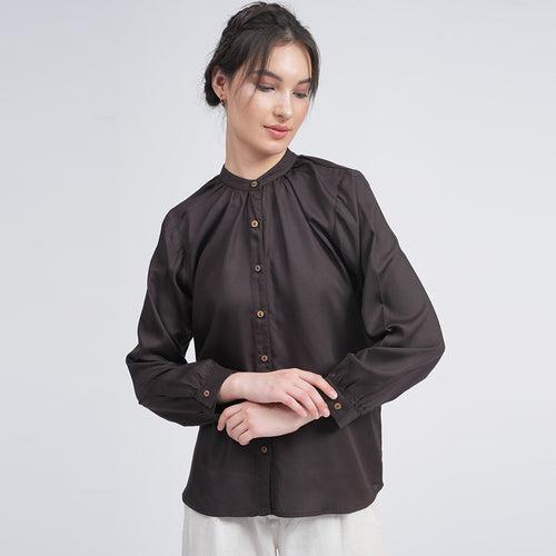 Full Sleeve Brown Shirt For Women | Lenzing Modal