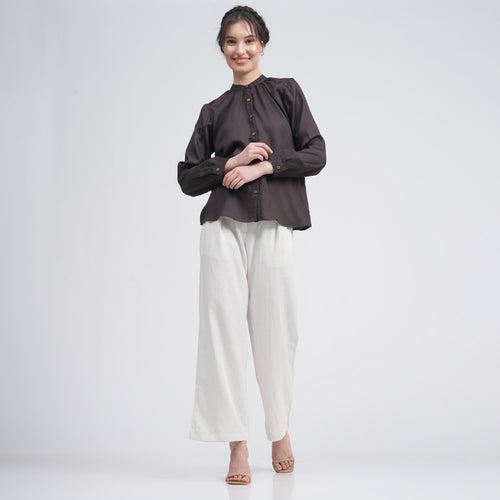 Linen Modal Co Ord Set for Women | Brown & Cream