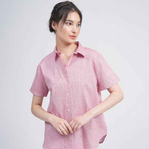 Organic Cotton Shirt & Pant Set for Women | Pink & Cream