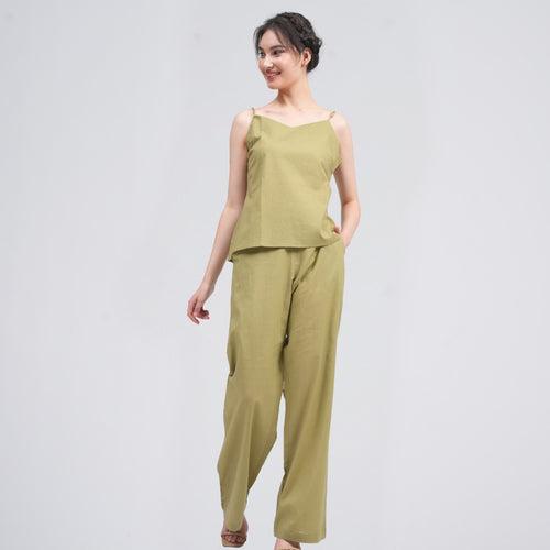 Cotton Linen Co Ord Set | Sage Green