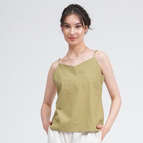 Organic Cotton Printed Slip Top | Sage Green