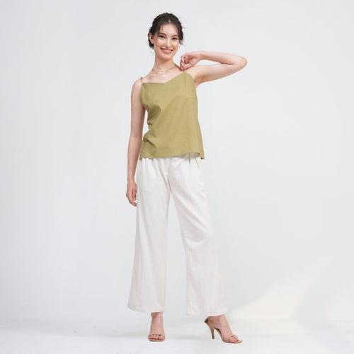 Organic Cotton Co Ord Set for Women | Sage Green & Cream