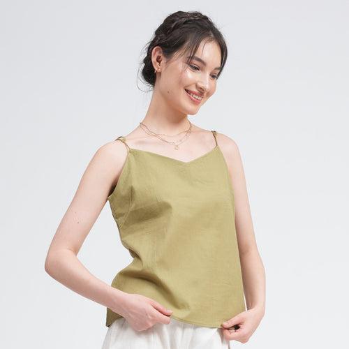 Organic Cotton Printed Slip Top | Sage Green