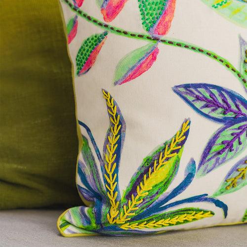 Cotton Cushion Cover | Fresca | Lime Green | 16 x 16 Inches
