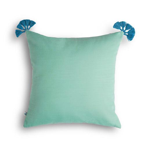 Cotton Cushion Cover | Gardenscape | Turquoise | 16 x 16 Inches