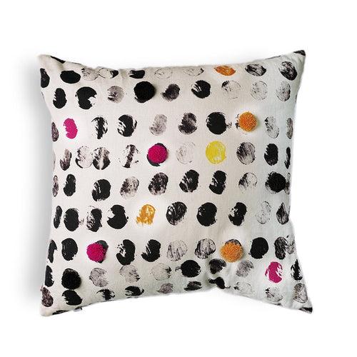 Polka Cotton Cushion Cover | Fuchsia Pink | 16 x 16 Inches