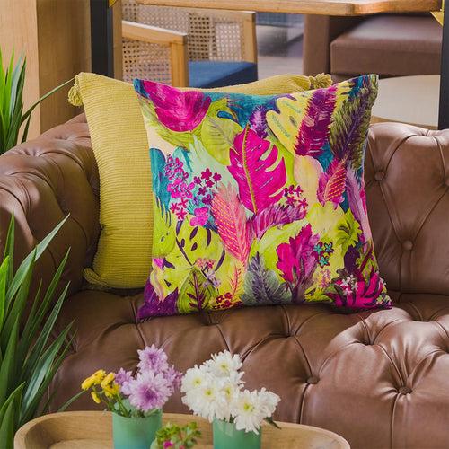 Cotton Cushion Cover | Wilderness | Fuchsia Pink | 20 x 20 Inches