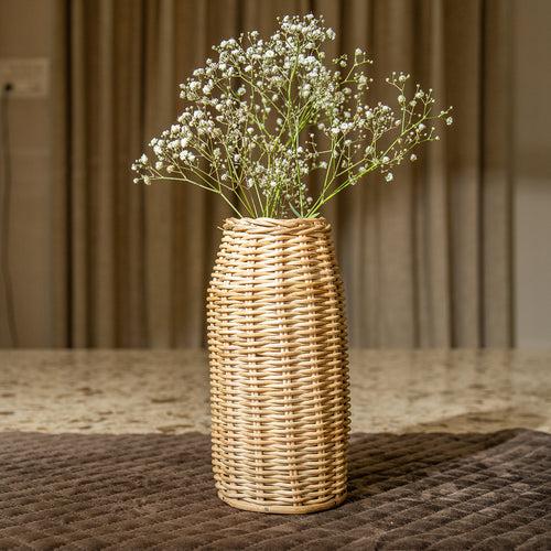 Handwoven Rattan Wicker Vase | Beige | Mini - Tall