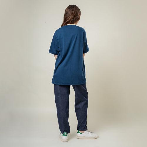 Organic Cotton Oversized T-Shirt for Women | Blue | Crew Neck