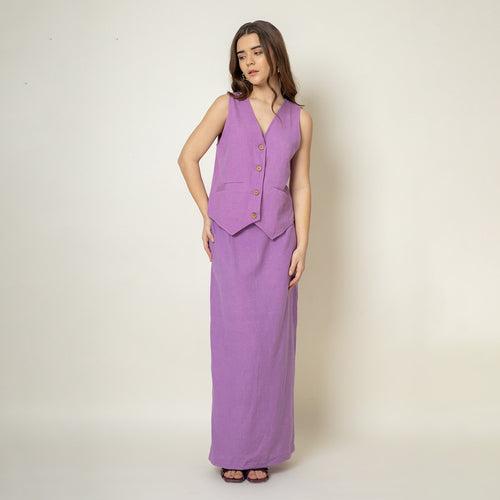 Upcycled Cotton Waist Coat & Skirt | Purple