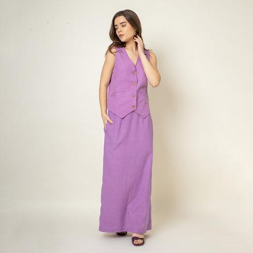 Upcycled Cotton Waist Coat & Skirt | Purple