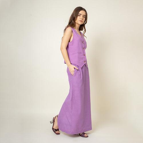 Upcycled Cotton Waist Coat & Skirt | Purple