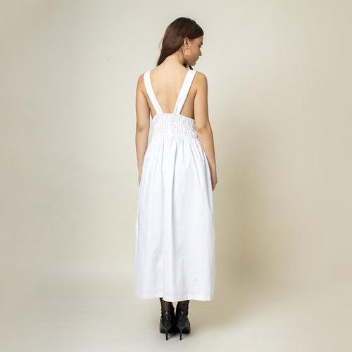 Upcycled Cotton Maxi Dress for Women | White