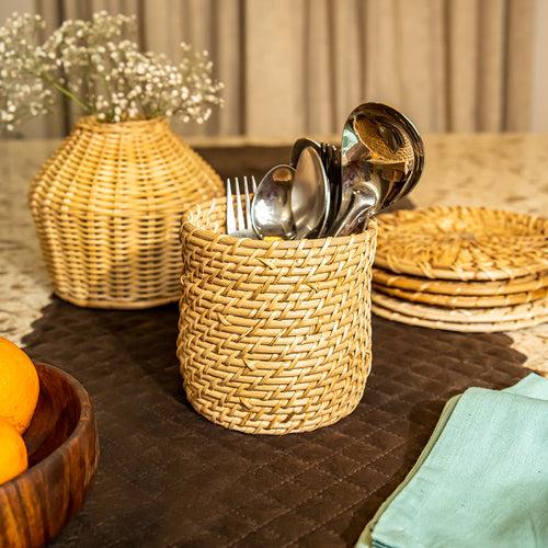 Rattan Cutlery Holder | Beige