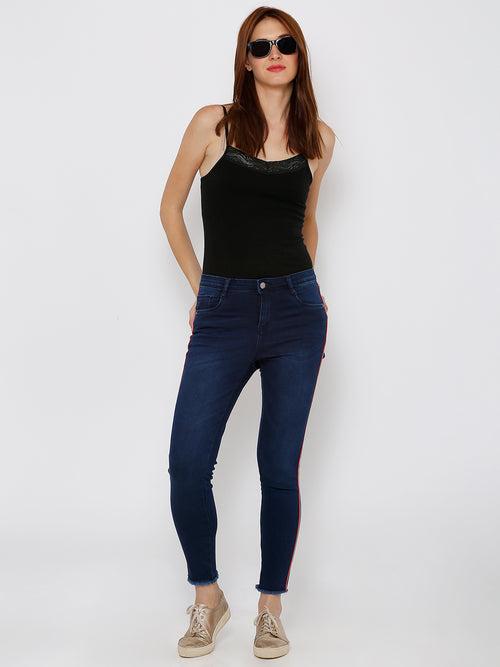 Women Dark Blue High-Rise Skinny Jeans