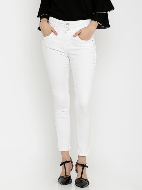 Women White Super High-Rise Slim Fit Jeans