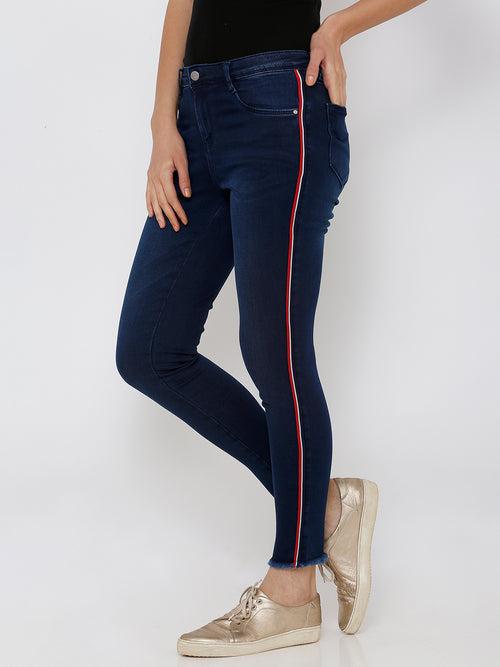 Women Dark Blue High-Rise Skinny Jeans