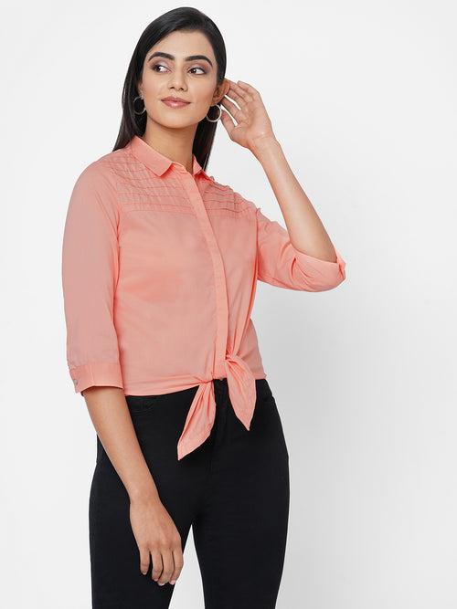 Women Slim Fit Casual Crop Shirt