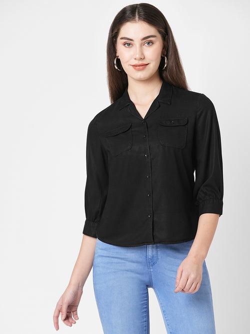 Women Solid Slim Fit Casual Shirt