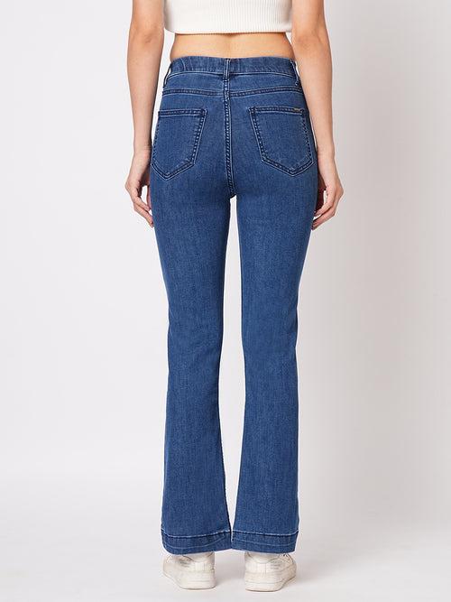 Women High-Rise Mini Flare Jeans