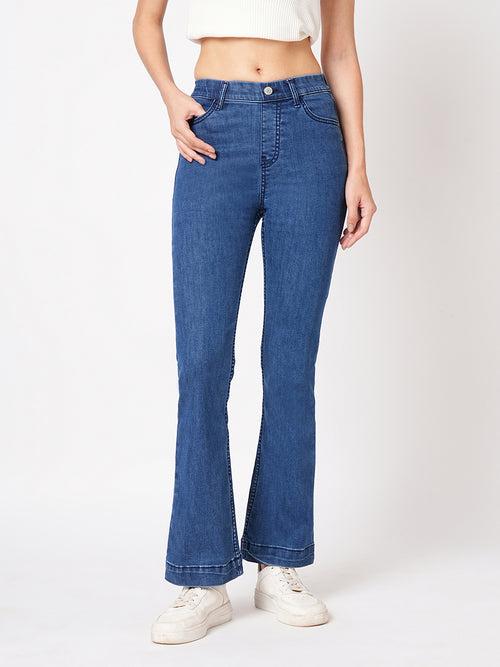 Women High-Rise Mini Flare Jeans