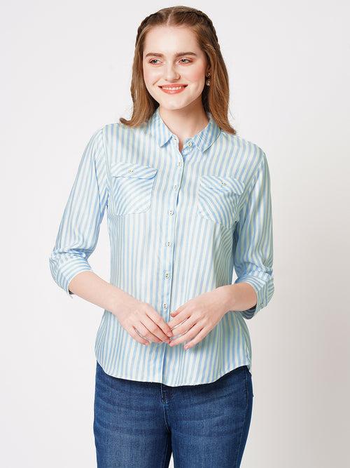 Women Stiped Slim Fit Casual Shirt