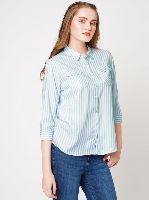 Women Stiped Slim Fit Casual Shirt